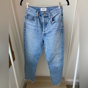 Agolde riley high rise straight crop in zephyr